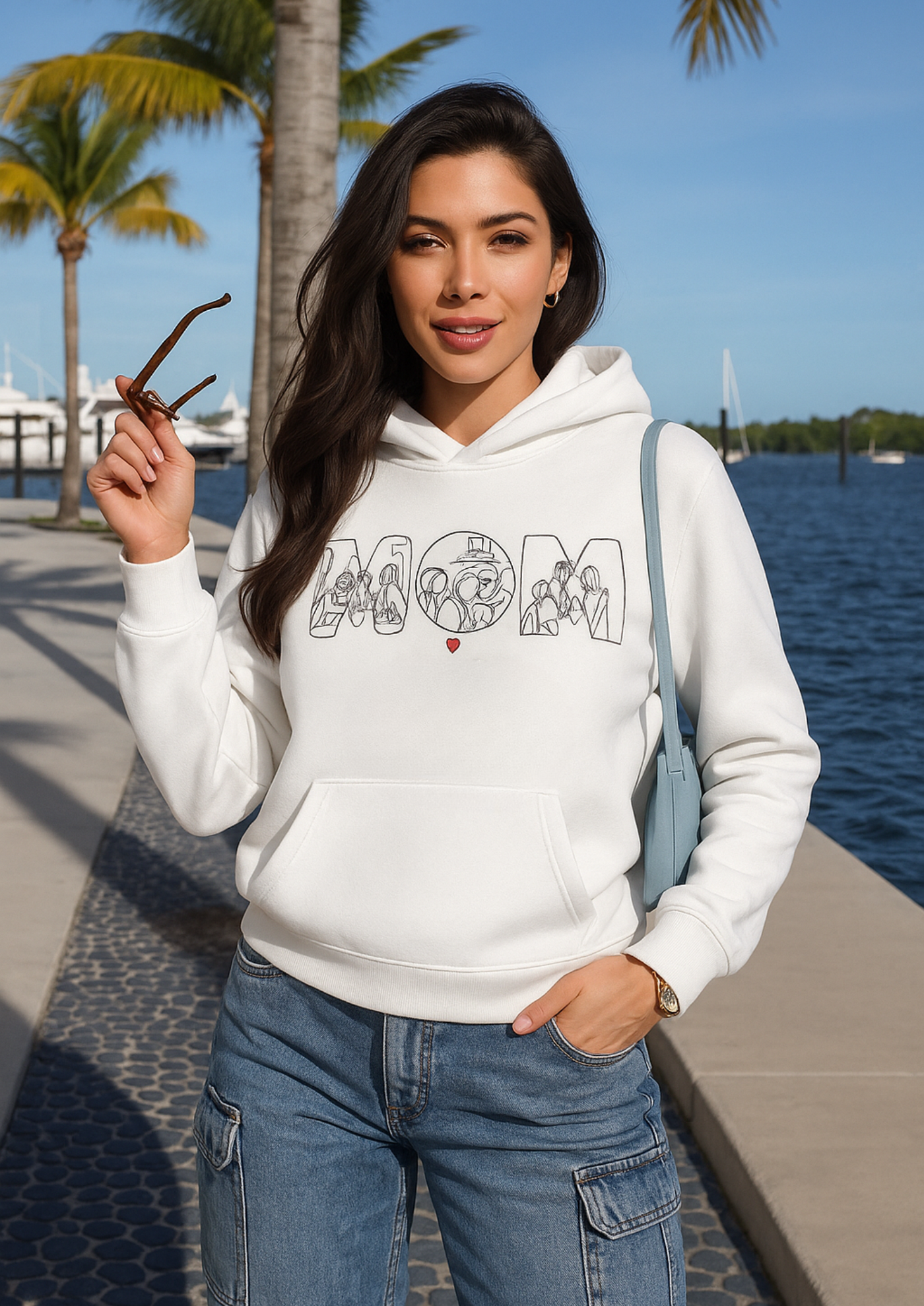 Hoodie con diseño "Mom" con tres fotos