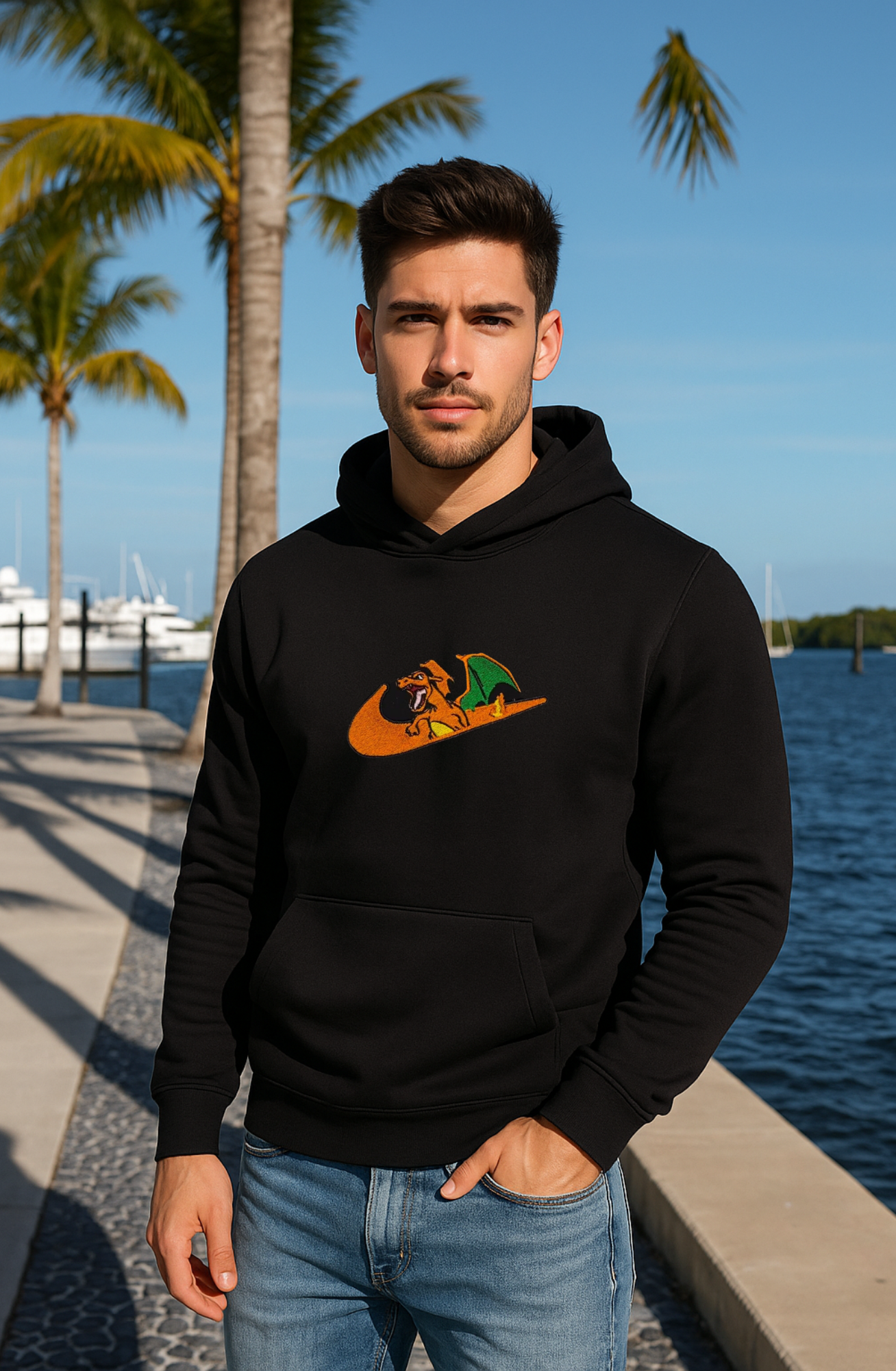 Hoodie bordado de charizard