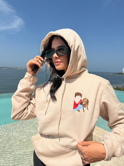 Hoodie personalizado de retrato de mascota con su dueño