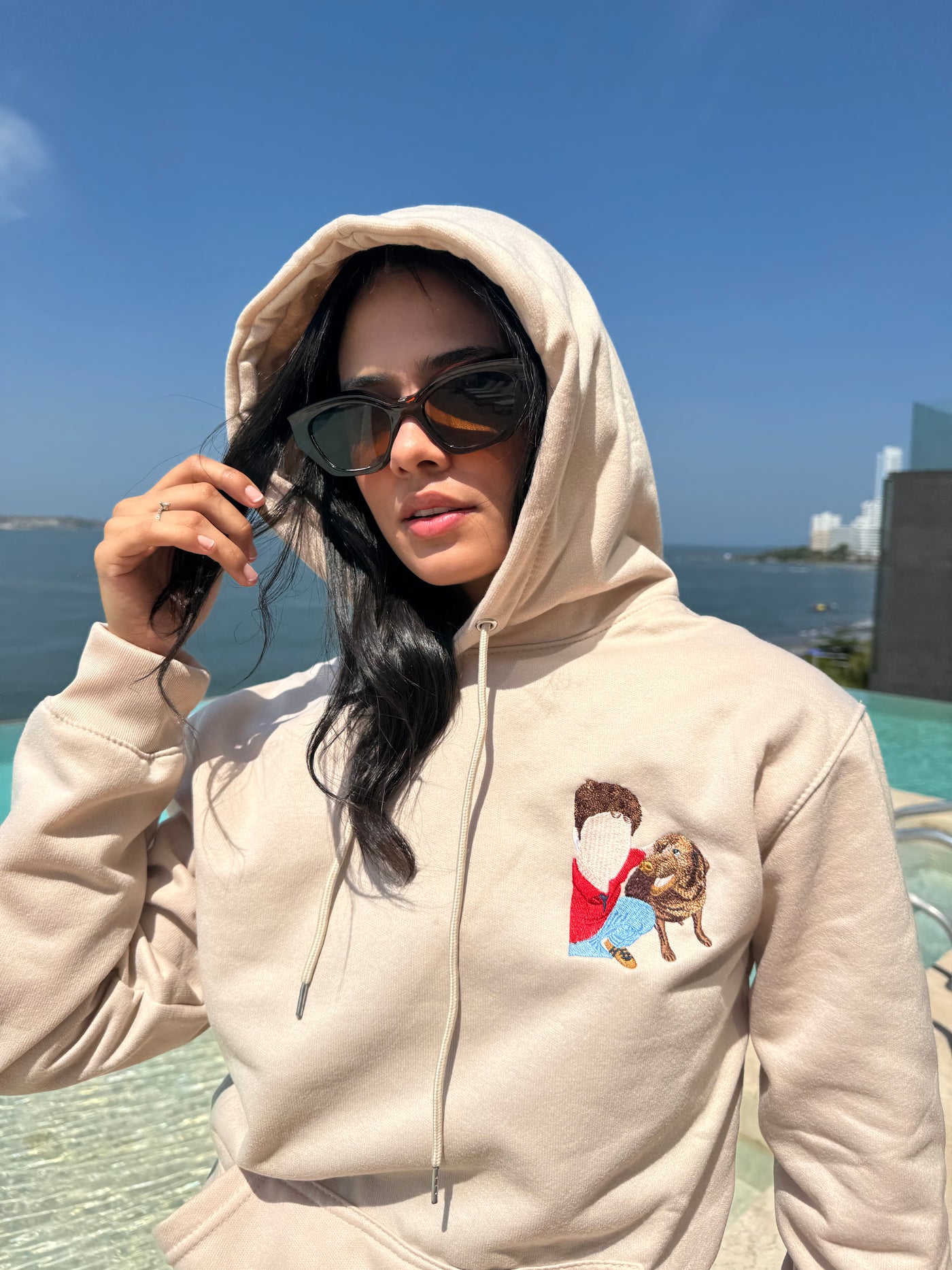 Hoodie personalizado de retrato de mascota con su dueño